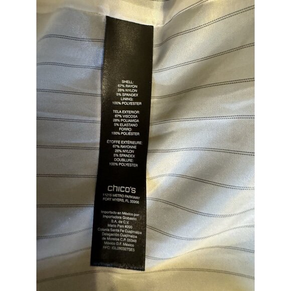 Chicos Suit Jacket Blazer 3 Stretch Ponte Black Zippers Washable - Picture 9 of 13